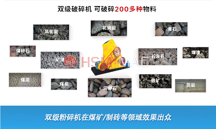 破碎滑石用華盛銘1412型雙級(jí)破碎機(jī)出料均勻，多少錢(qián)